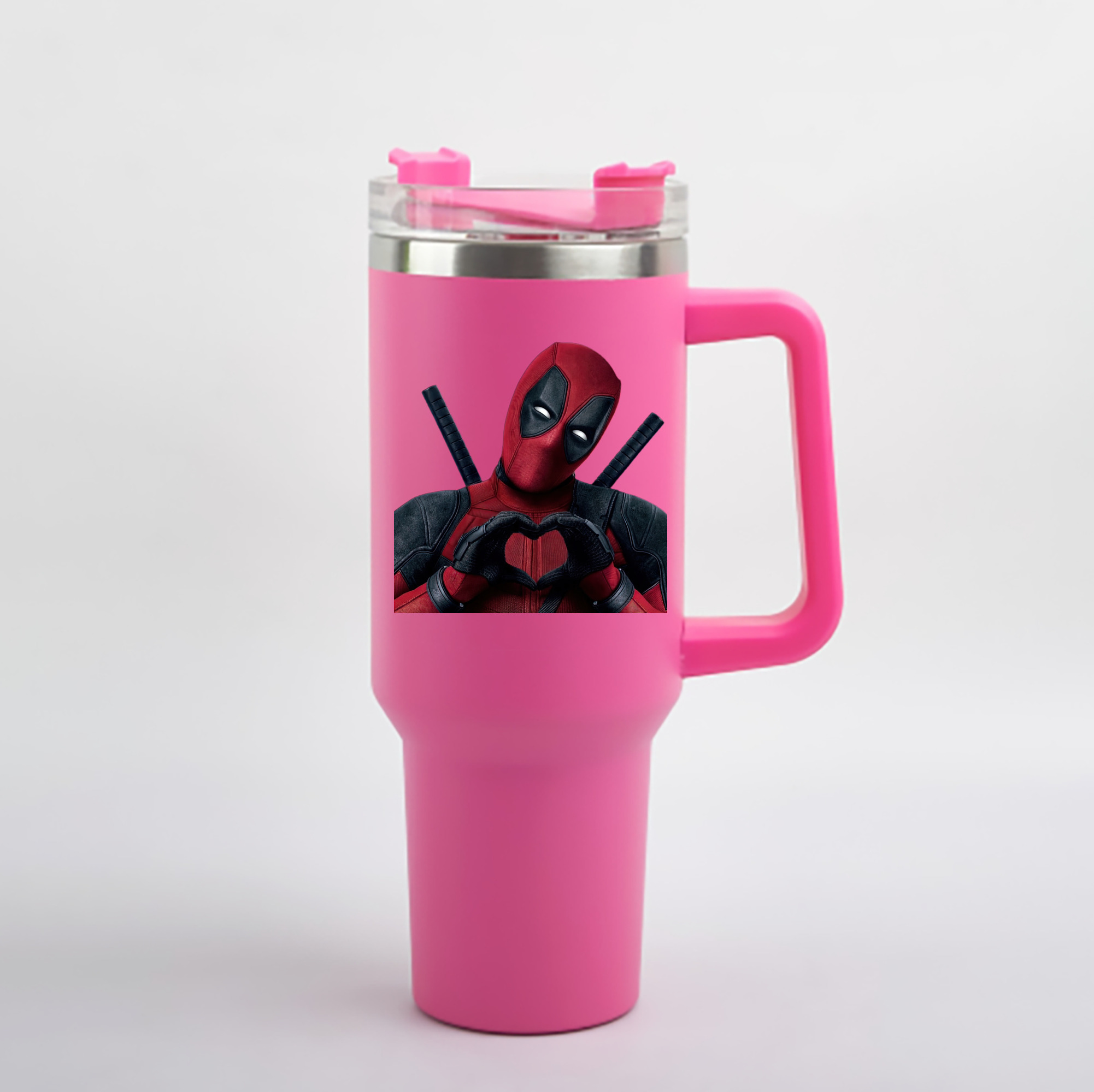 （画像用） Deadpool デッドプール 1200mL車用タンブラー - クリスタルステッカー（プラスチックストロー付き）
